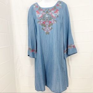NWT Chelsea & Theodore Embroidered Tencel Dress